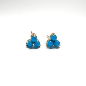 14K Gold Triple Turquoise Trinity Stud Earrings